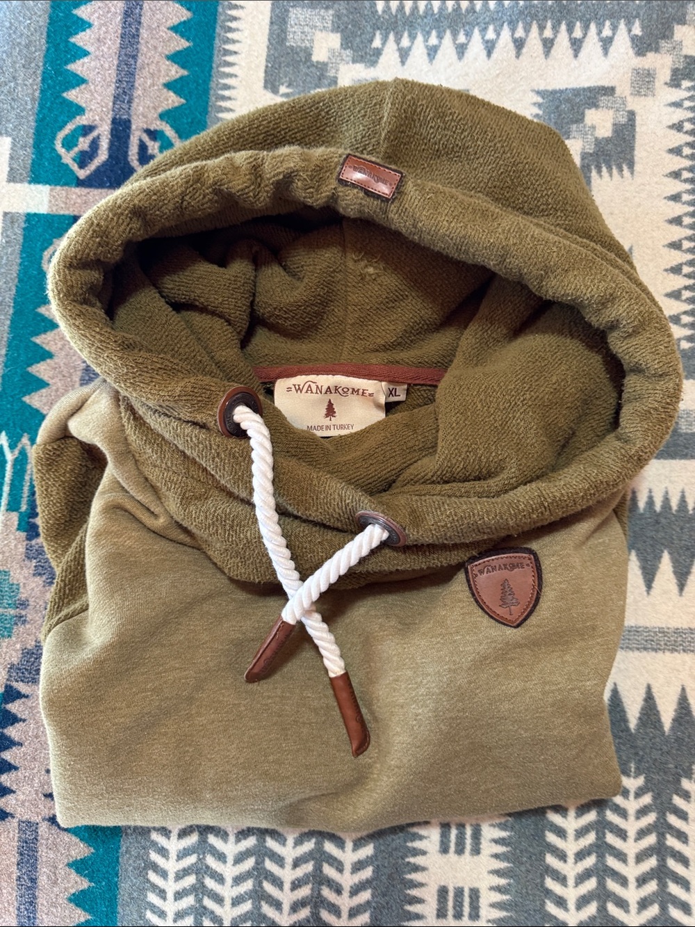 Wanakome Olive Green Cowl Hoodie Sweater